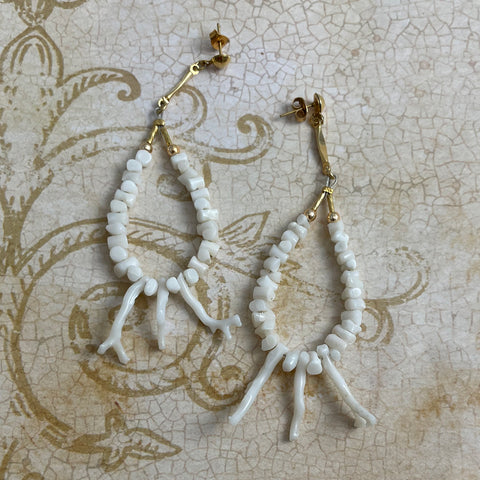 White Coral Dangle Earrings