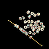 antique white striped trade beads