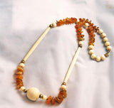Vintage Bone & Agate Necklace Ethnic Boho