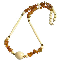 Bone & Agate Necklace Ethnic Boho