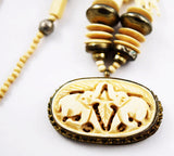 Vintage Carved Bone Elephant Necklace Pendant