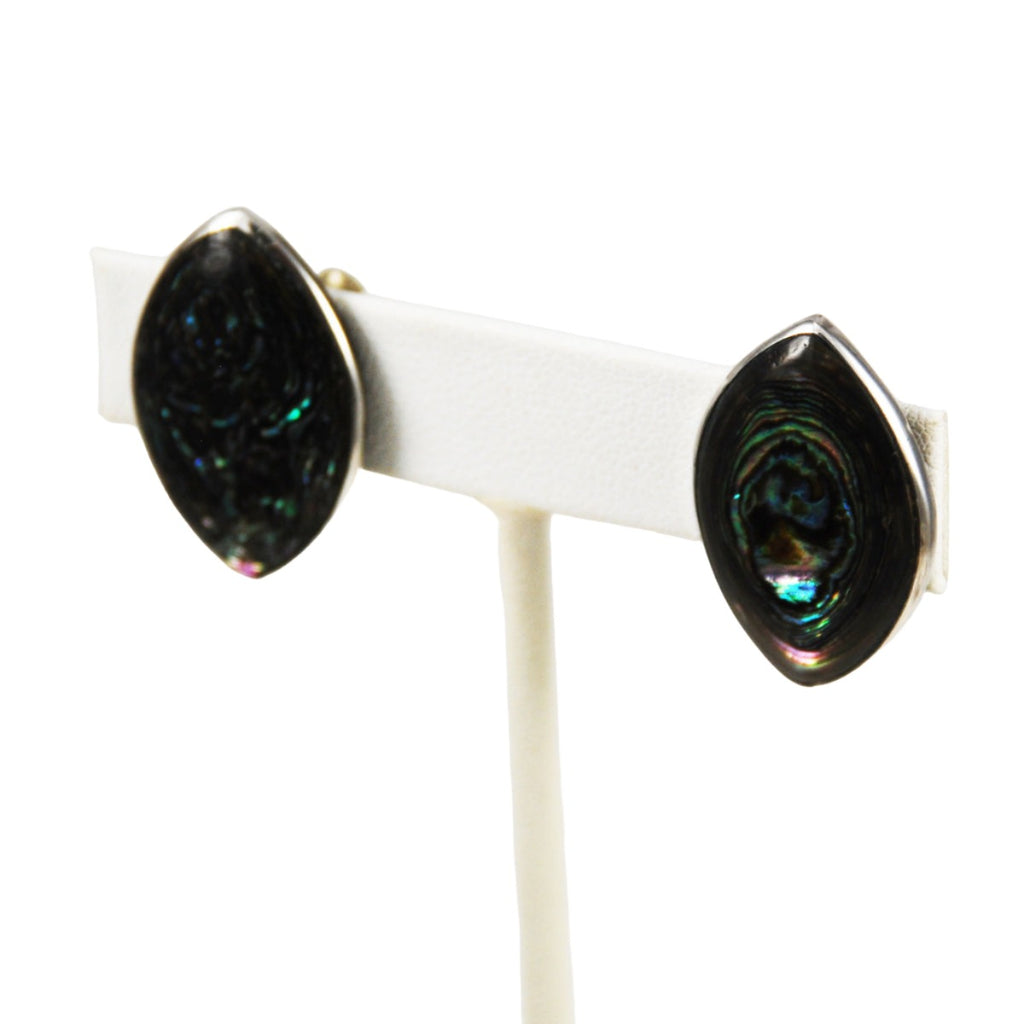 Mexican Sterling Abalone Screw Back Earrings