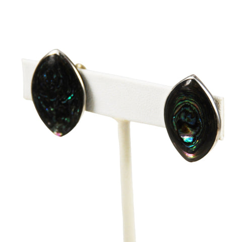 Mexican Sterling Abalone Screw Back Earrings
