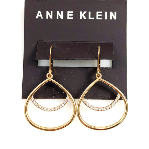 Anne Klein Gold & Rhinestone Earrings