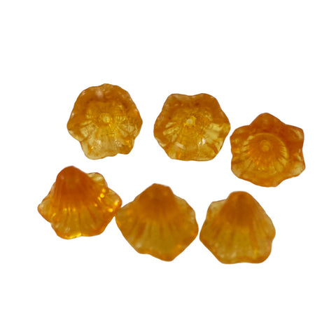 Amber Glass Flower Cup Beads Vintage