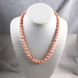 Carved Angel Skin Coral Necklace 14k Gold Beads & Clasp