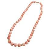 Carved Angel Skin Coral Necklace 14k Gold Beads & Clasp