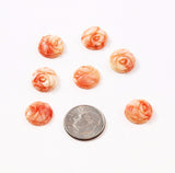Angel Skin Pink Coral Carved Floral Cabochons 12mm