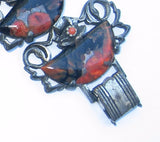 Vintage Black and Red Art Glass Bracelet Clasp