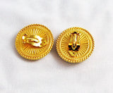 Back of Ben-Amun Black and Gold Round Clip Earrings Vintage