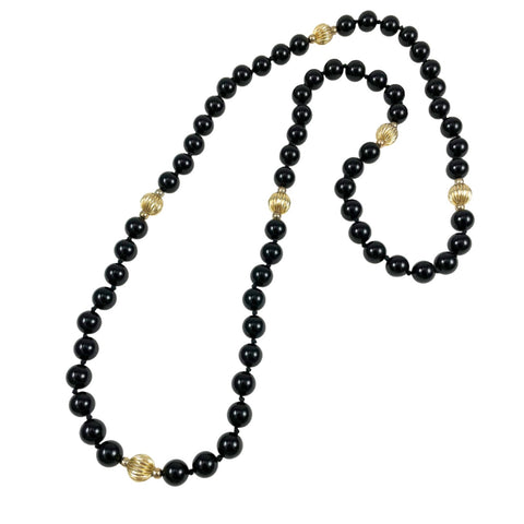 gold black onyx beaded necklace