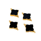 Black Onyx & Gold Quatrefoil Pendants