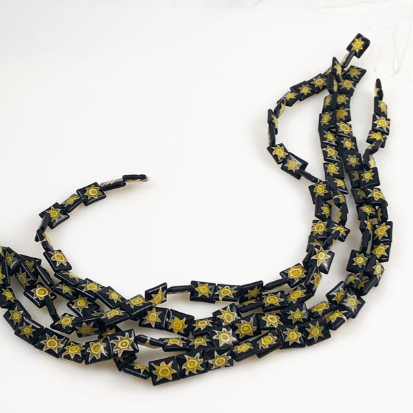 Black & Yellow Star Millefiori Beads Estate Beads & Jewelry