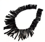 Vintage Extra Long Black Coral Stick Beads