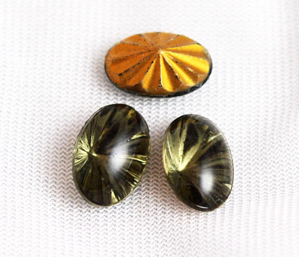 Black Diamond Gold Foil Oval Glass Cabochons