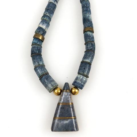 Blue Denim Coral Necklace Vintage