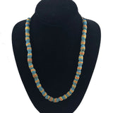 African Blue & Yellow Sandcast Beads