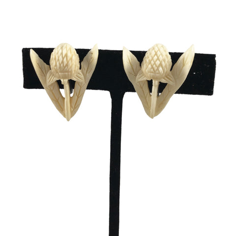 Victorian carved thistle earrings