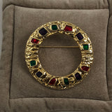 Large Colorful Gold Brooch