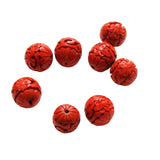 Carved Red Cinnabar Chinese Beads (6) Vintage