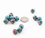 Cloisonne Turquoise Blue Round Beads Vintage Chinese