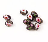 Cloisonne Plum Oval Beads Vintage Chinese