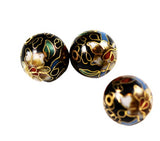 Cloisonne Black Round Beads Vintage Chinese