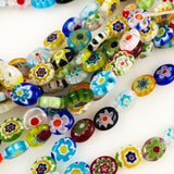 Millefiori Beads Glass Colorful Flowers