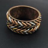 Mixed Metal Chevron Bangle Bracelet