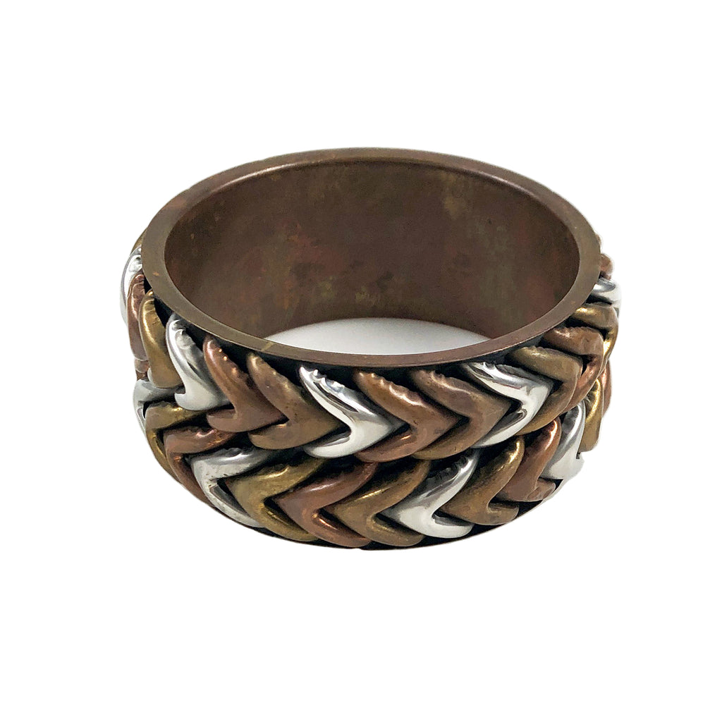 Mixed Metal Chevron Bangle Bracelet