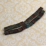 Copper green raku beads