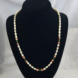 Vintage Jade, Coral & Mother of Pearl Necklace