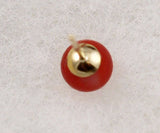 Back of Italian Red Coral Button Earrings 14Kt Gold Posts