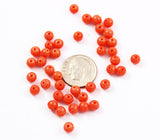 Orange Faux Coral Glass 5mm Round Beads - Vintage (12)