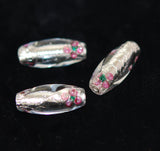 Silver Foil Oval Glass Beads 