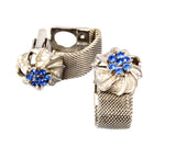 Silver & Light Blue Rhinestone Cuff Links 1970's
