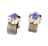 Silver & Light Blue Rhinestone Cuff Links 1970's