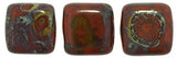 CzechMates 6mm Square Glass Beads Umber Picasso