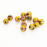 Cloisonne Dark Yellow Beads Vintage 6 & 8mm
