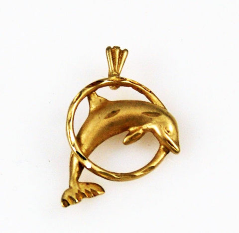14K Gold Dolphin Pendant