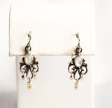 Moonstone & Pearl Chandelier Pierced Earrings