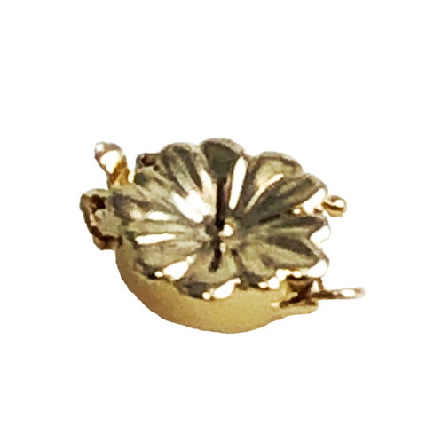 Gold 14K Floral Clasp with Pin and Lock