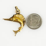14K Gold Marlin Swordfish Pendant