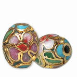 Cloisonne Gold Oval Beads 9 x 7mm 