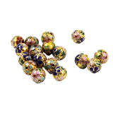 Cloisonne Gold Round Beads Vintage Chinese