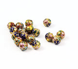 Cloisonne Gold Round Beads Vintage Chinese