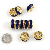  Gold Plated Sapphire Blue Rondelles