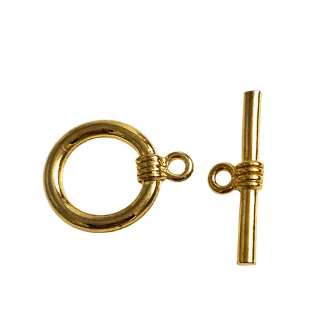 Gold plated large round toggle clasps