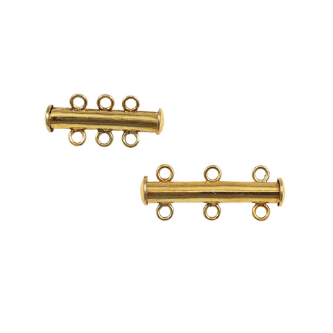 Gold Tube slide clasp triple