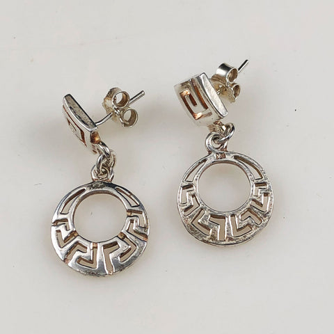Vintage Greek Key Earrings Sterling Silver